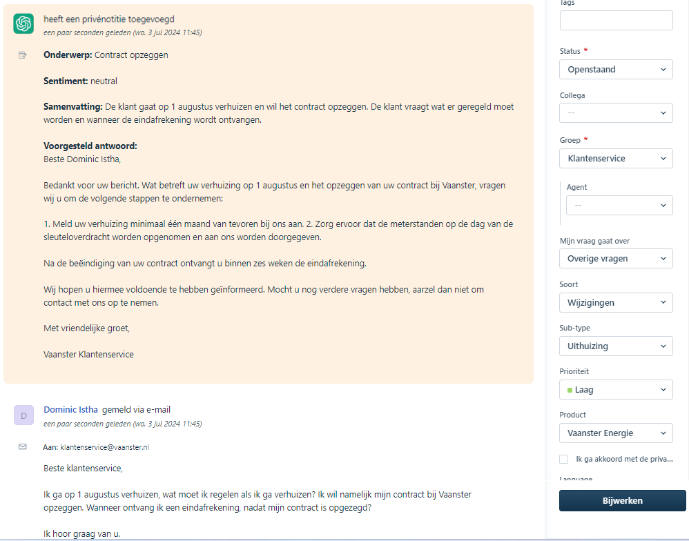ChatGPT integratie voor Freshdesk